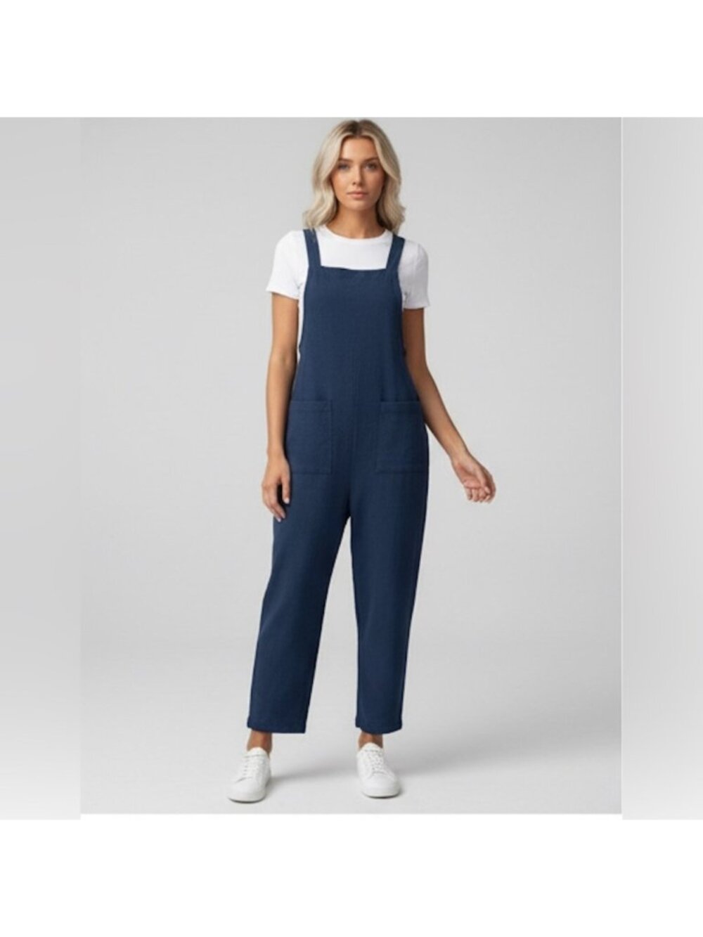 Minimalist Straight Leg Jumpsuit With Pockets Blue